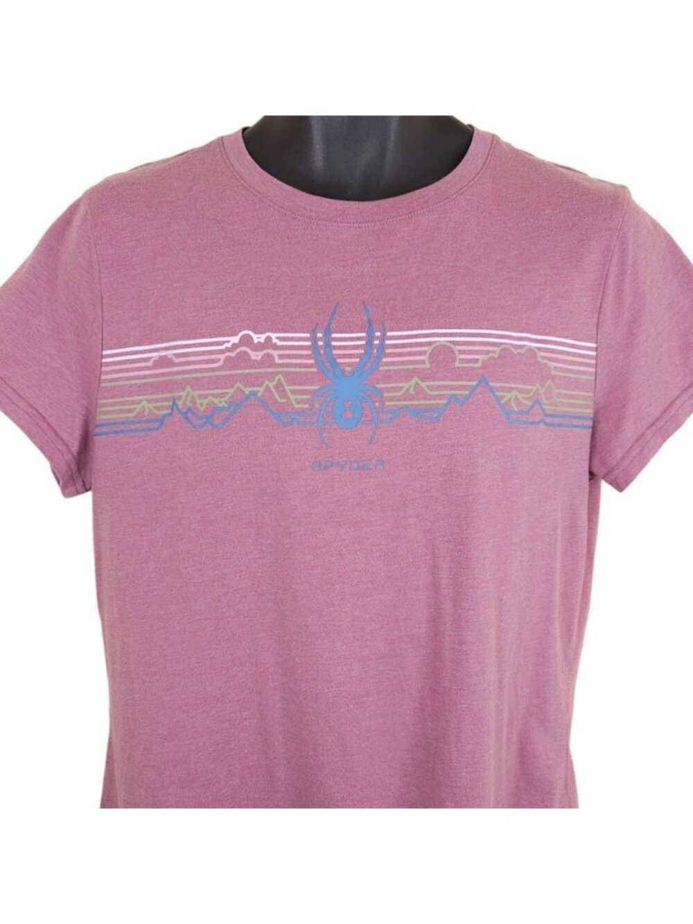 Spyder T Shirt Top Womens Size XL Red Pink Mountains Clouds